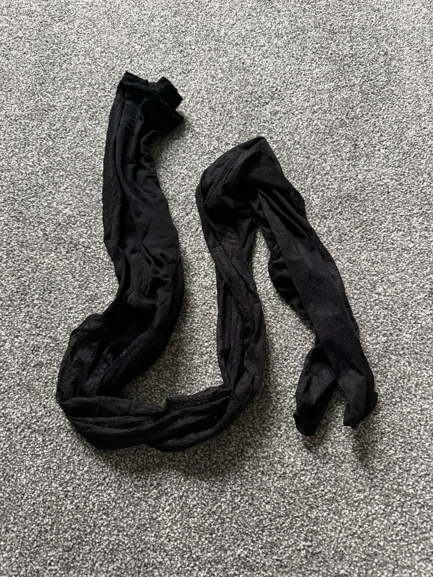 Worn black nylons with gusset