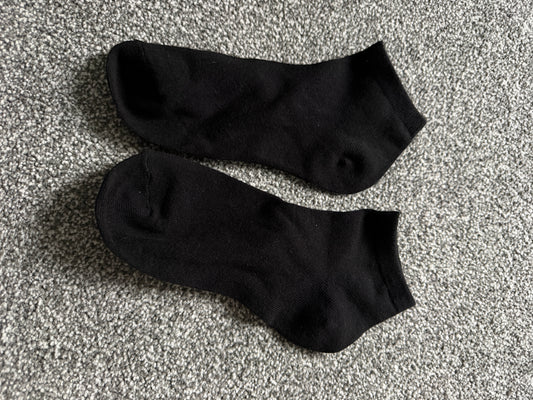 Worn black ankle socks